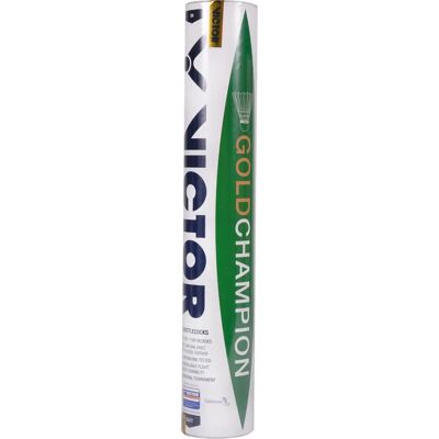 Tube de 12 volants de badminton Victor Gold Champion Blanc TU Unisex - Publicité Tube de 12 volants de badminton Victor Gold Champion Blanc TU Unisex - Publicité