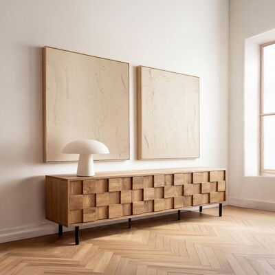 Meuble TV 160 en bois couleur naturelle Ivar - Publicité Meuble TV 160 en bois couleur naturelle Ivar - Publicité