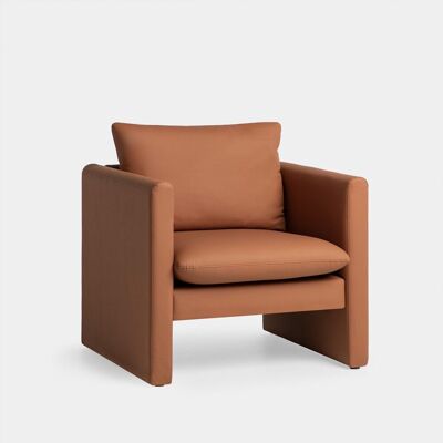 Fauteuil de lecture en simili-cuir terracotta Hedda - Publicité Fauteuil de lecture en simili-cuir terracotta Hedda - Publicité