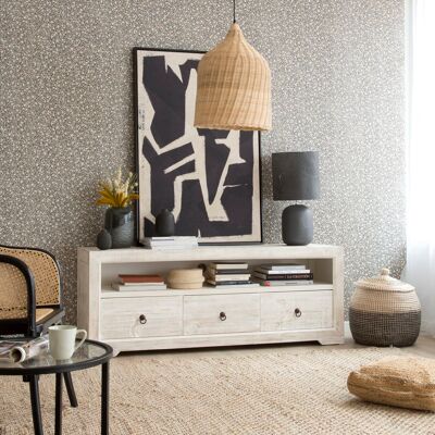 Oblak meuble tv de 160 cm en bois massif d'araucaria blanc shabby - Publicité Oblak meuble tv de 160 cm en bois massif d'araucaria blanc shabby - Publicité