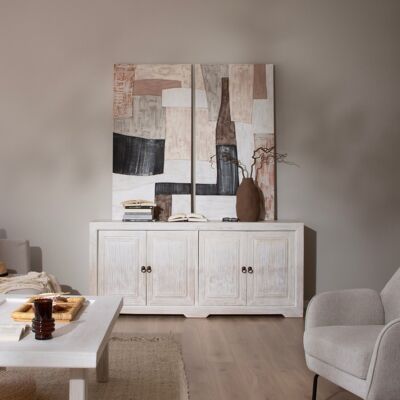 Oblak buffet en bois massif d'araucaria blanc shabby - Publicité Oblak buffet en bois massif d'araucaria blanc shabby - Publicité