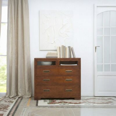 Kenia commode en bois massif de mindi couleur teck - Publicité Kenia commode en bois massif de mindi couleur teck - Publicité