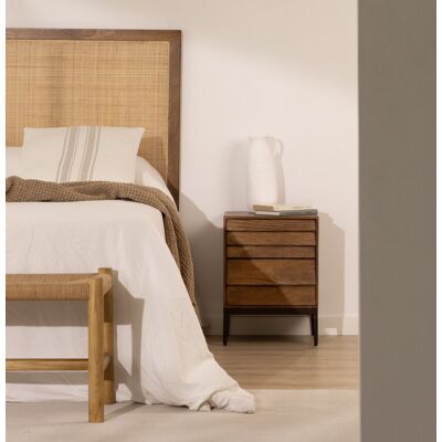 Nora table de nuit en bois massif mangue et métal - Publicité Nora table de nuit en bois massif mangue et métal - Publicité