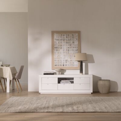 Sisal meuble tv en bois laqué blanc 160 cm - Publicité Sisal meuble tv en bois laqué blanc 160 cm - Publicité
