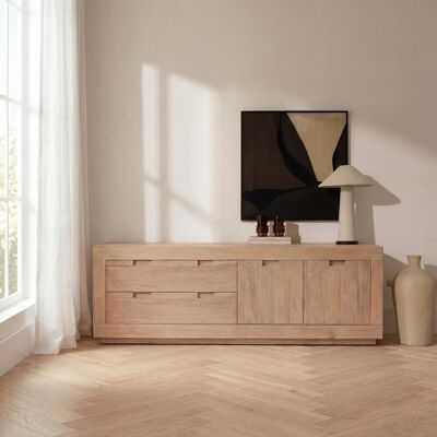 Sisal meuble tv en bois massif d'acacia 200 cm - Publicité Sisal meuble tv en bois massif d'acacia 200 cm - Publicité