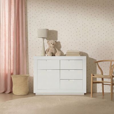 Sisal commode pour enfants en bois laqué blanc - Publicité Sisal commode pour enfants en bois laqué blanc - Publicité