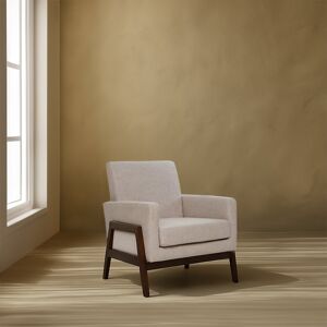 Arlene fauteuil beige en bois dhévéa massif avec finition noyer - Publicité Arlene fauteuil beige en bois dhévéa massif avec finition noyer - Publicité