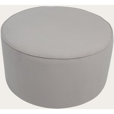 Camille pouf de salon rond tapissé en velours gris - Publicité Camille pouf de salon rond tapissé en velours gris - Publicité