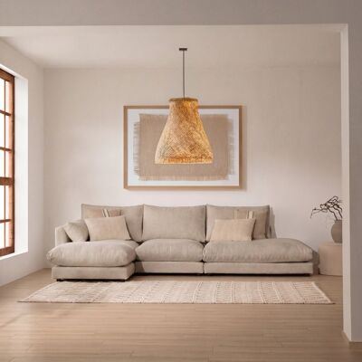 Tokio canapé modulaire 3 places avec pouf et module ouvert à droite - Publicité Tokio canapé modulaire 3 places avec pouf et module ouvert à droite - Publicité