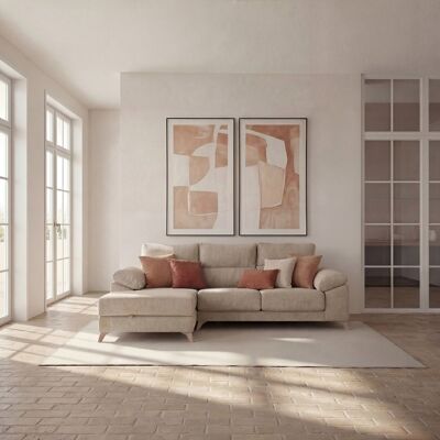 Dandy canapé chaise longue gauche 4 places beige avec rangement - Publicité Dandy canapé chaise longue gauche 4 places beige avec rangement - Publicité