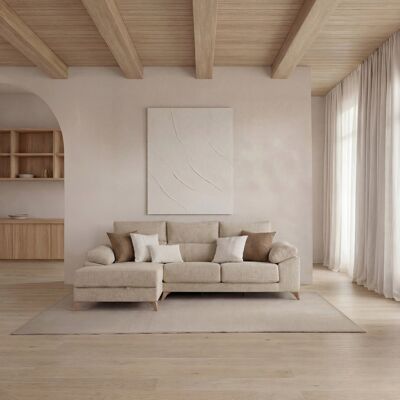 Dandy canapé chaise longue gauche 3 places beige avec rangement - Publicité Dandy canapé chaise longue gauche 3 places beige avec rangement - Publicité