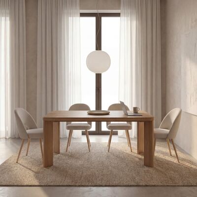 Nefira table à manger extensible rectangulaire 150/200 en bois de l'acacia - Publicité Nefira table à manger extensible rectangulaire 150/200 en bois de l'acacia - Publicité