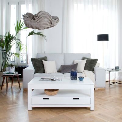 Jil table basse relevable en bois laqué blanc - Publicité Jil table basse relevable en bois laqué blanc - Publicité