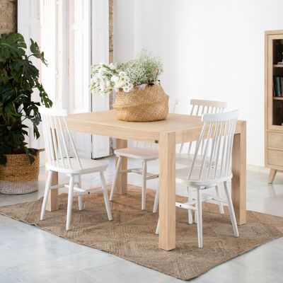 Gael table à manger rectangulaire extensible 160/210 en bois couleur naturelle - Publicité Gael table à manger rectangulaire extensible 160/210 en bois couleur naturelle - Publicité