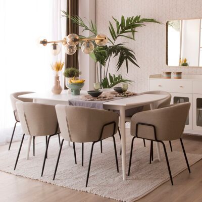 Verona table à manger rectangulaire en bois laqué blanc - Publicité Verona table à manger rectangulaire en bois laqué blanc - Publicité