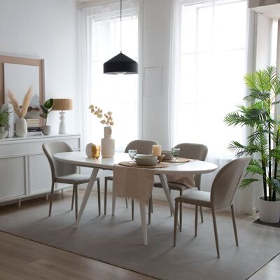 Didier table à manger extensible ovale 160/200 laqué en blanc - Publicité Didier table à manger extensible ovale 160/200 laqué en blanc - Publicité