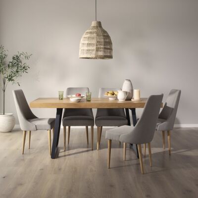 Amaia table de salle à manger rectangulaire en bois massif de manguier et métal gris anthracite - Publicité Amaia table de salle à manger rectangulaire en bois massif de manguier et métal gris anthracite - Publicité