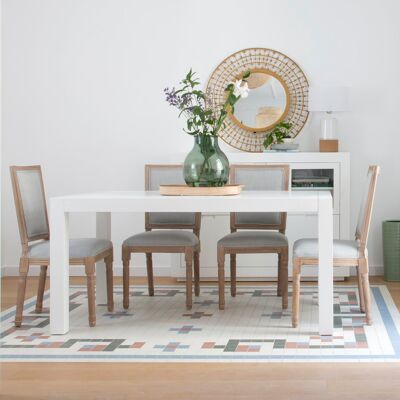 Gael table à manger rectangulaire extensible 140/190 en bois laqué blanc - Publicité Gael table à manger rectangulaire extensible 140/190 en bois laqué blanc - Publicité