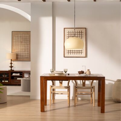 Gael table à manger rectangulaire extensible 140/190 en bois massif de couleur teck - Publicité Gael table à manger rectangulaire extensible 140/190 en bois massif de couleur teck - Publicité