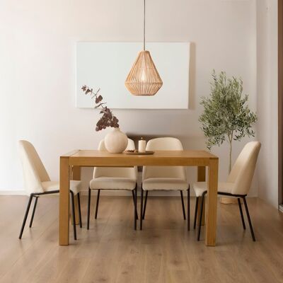 Gael table de salle à manger extensible rectangulaire 160/210 en bois massif de chêne - Publicité Gael table de salle à manger extensible rectangulaire 160/210 en bois massif de chêne - Publicité