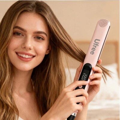 Lisseur 2-en-1 LED PTC Nobrand 220°C Ionique Rose - Publicité Lisseur 2-en-1 LED PTC Nobrand 220°C Ionique Rose - Publicité