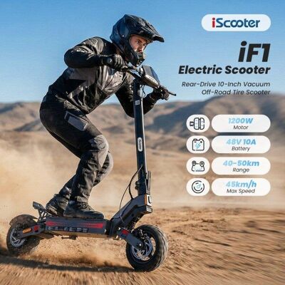 Patinete électrique iScooter iF1 1200W Autonomie 55km Suspension double Noir - Publicité Patinete électrique iScooter iF1 1200W Autonomie 55km Suspension double Noir - Publicité