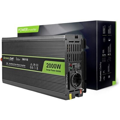 green-cell Adaptateur secteur/onduleur Green Cell Inv10 Auto 2000W Noir - Publicité green-cell Adaptateur secteur/onduleur Green Cell Inv10 Auto 2000W Noir - Publicité