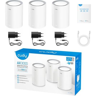 WiFi Mesh Cudy 3 Nœuds 2402 Mbps 603,8 m² avec Wi-Fi 6 et VPN - Publicité WiFi Mesh Cudy 3 Nœuds 2402 Mbps 603,8 m² avec Wi-Fi 6 et VPN - Publicité