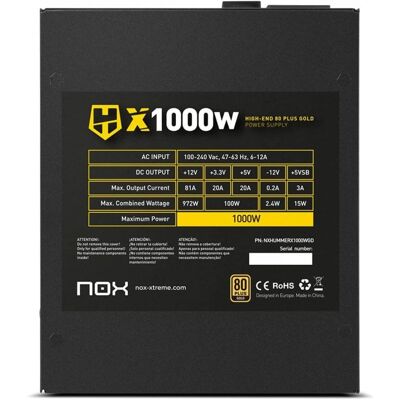 NOX Hummer X Gold Edition 1000W 80 Plus Or Complet Modulaire - Publicité NOX Hummer X Gold Edition 1000W 80 Plus Or Complet Modulaire - Publicité