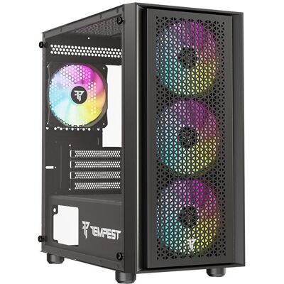 Boîtier ATX Tempest Rampart - Micro-ATX, ARGB, Verre - Publicité Boîtier ATX Tempest Rampart - Micro-ATX, ARGB, Verre - Publicité