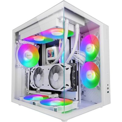 mars-gaming Boîtier de jeu Mars Gaming MCV-ONE ATX avec double ventilateur arrière en verre trempé FRGB 12 cm, blanc - Publicité mars-gaming Boîtier de jeu Mars Gaming MCV-ONE ATX avec double ventilateur arrière en verre trempé FRGB 12 cm, blanc - Publicité