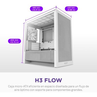 NZXT H9 H3 Flow, Midi Tower, Blanc, micro ATX, Mini-ITX, 17 cm - Publicité NZXT H9 H3 Flow, Midi Tower, Blanc, micro ATX, Mini-ITX, 17 cm - Publicité