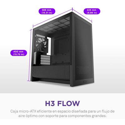 NZXT H3 Flow Midi Tower, PC, Negro, micro ATX, Mini-ITX, Vidrio templado - Publicité NZXT H3 Flow Midi Tower, PC, Negro, micro ATX, Mini-ITX, Vidrio templado - Publicité