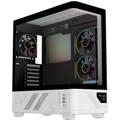Tour ATX Itek NETRON CURVED Blanc RGB Verre Trempe Gaming - Publicité Tour ATX Itek NETRON CURVED Blanc RGB Verre Trempe Gaming - Publicité