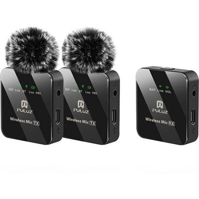 Système Microphone Sans Fil Puluz - Lavalier, 2 émetteurs + 1 récepteur - Noir - Publicité Système Microphone Sans Fil Puluz - Lavalier, 2 émetteurs + 1 récepteur - Noir - Publicité