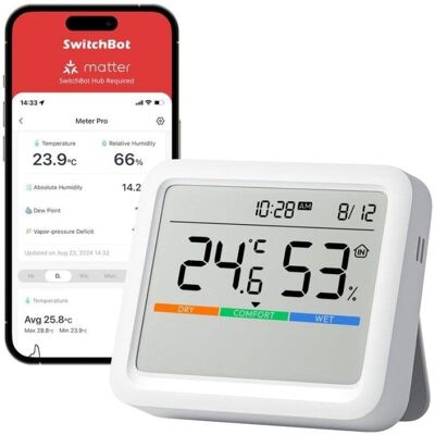 Station Météo SwitchBot Meter Pro Écran 9.2cm Bluetooth Blanche - Publicité Station Météo SwitchBot Meter Pro Écran 9.2cm Bluetooth Blanche - Publicité
