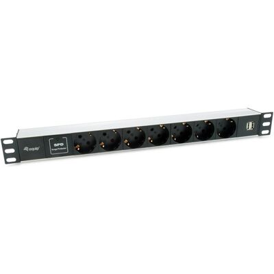 Equip Multiprise Rack 19" 1U 7x Schuko + 2x USB Aluminium Noir - Publicité Equip Multiprise Rack 19" 1U 7x Schuko + 2x USB Aluminium Noir - Publicité