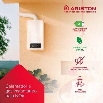 Chauffe-eau gaz Ariston 11L extérieur Low NOx modulation H2 Ready classe A - Publicité Chauffe-eau gaz Ariston 11L extérieur Low NOx modulation H2 Ready classe A - Publicité