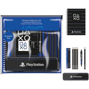 Pack de papeterie Pyramid PlayStation 5 : crayons, stylo, règle, taille-crayon, gomme, trousse, carnet - Publicité Pack de papeterie Pyramid PlayStation 5 : crayons, stylo, règle, taille-crayon, gomme, trousse, carnet - Publicité