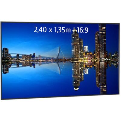 Écran de projection fixe Kimex avec cadre ultra fin 2,40 x 1,35 m format 16:9 - Publicité Écran de projection fixe Kimex avec cadre ultra fin 2,40 x 1,35 m format 16:9 - Publicité