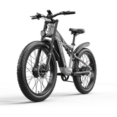Vélo électrique Shengmilo S600 2000W Double suspension 26 pouces Gris - Publicité Vélo électrique Shengmilo S600 2000W Double suspension 26 pouces Gris - Publicité