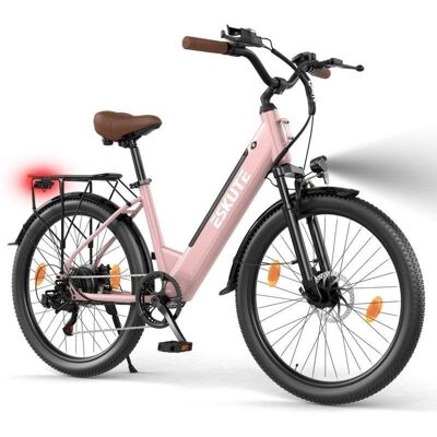 Vélo électrique ESKUTE C100 Plus 250W 36V 13Ah Rose Suspension - Publicité Vélo électrique ESKUTE C100 Plus 250W 36V 13Ah Rose Suspension - Publicité