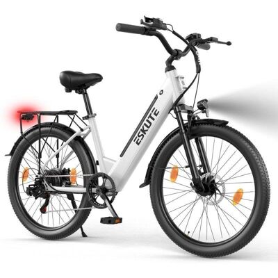 Vélo électrique ESKUTE C100 Plus 250W 36V 13Ah Blanc Suspension - Publicité Vélo électrique ESKUTE C100 Plus 250W 36V 13Ah Blanc Suspension - Publicité