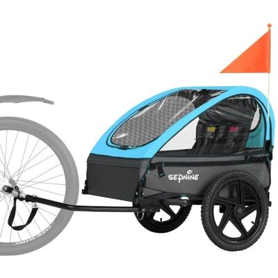 Remorque Vélo Enfant Sepnine BT609 – 2 Enfants, Pliable, Imperméable - Bleu - Publicité Remorque Vélo Enfant Sepnine BT609 – 2 Enfants, Pliable, Imperméable - Bleu - Publicité