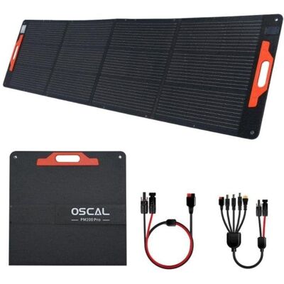 Panneau Solaire OSCAL PM200Pro 200W – 5 adaptateurs – Pliable – IP67 - Publicité Panneau Solaire OSCAL PM200Pro 200W – 5 adaptateurs – Pliable – IP67 - Publicité