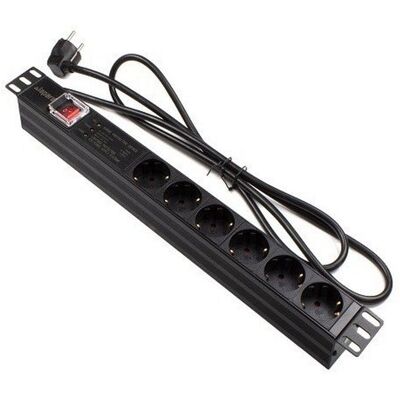 Multiprise PDU Lapara LA-00030502 19" 1U 16A 6xSchuko Interrupteur Protection - Publicité Multiprise PDU Lapara LA-00030502 19" 1U 16A 6xSchuko Interrupteur Protection - Publicité