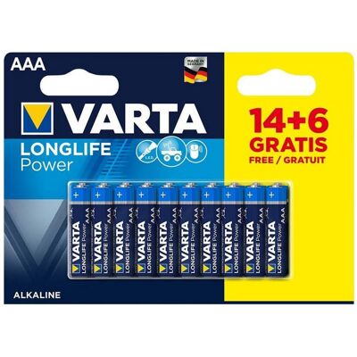 Varta Longlife Power Pack 20 piles AAA 14+6) - Publicité Varta Longlife Power Pack 20 piles AAA 14+6) - Publicité