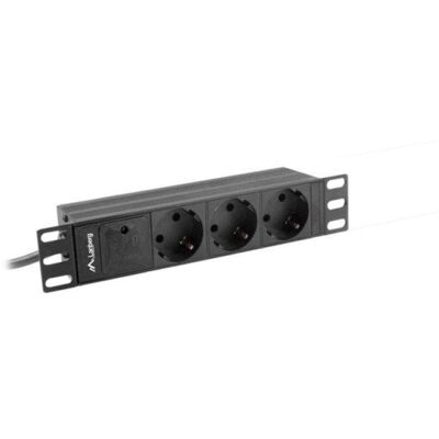 Multiprise Lanberg PDU-03F-0200-IEC-BK 3 Prises Schuko Protection Rack 1U Alu 10" - Publicité Multiprise Lanberg PDU-03F-0200-IEC-BK 3 Prises Schuko Protection Rack 1U Alu 10" - Publicité
