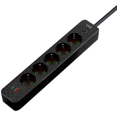 Multiprise Cool Universal 7 Prises 4 EU 2 USB-A 1 USB-C avec Protection et Câble 2 m Noir - Publicité Multiprise Cool Universal 7 Prises 4 EU 2 USB-A 1 USB-C avec Protection et Câble 2 m Noir - Publicité