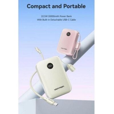 Powerbank Vention FKBB0-C 20000mAh 22.5W Noir câble USB-C intégré - Publicité Powerbank Vention FKBB0-C 20000mAh 22.5W Noir câble USB-C intégré - Publicité